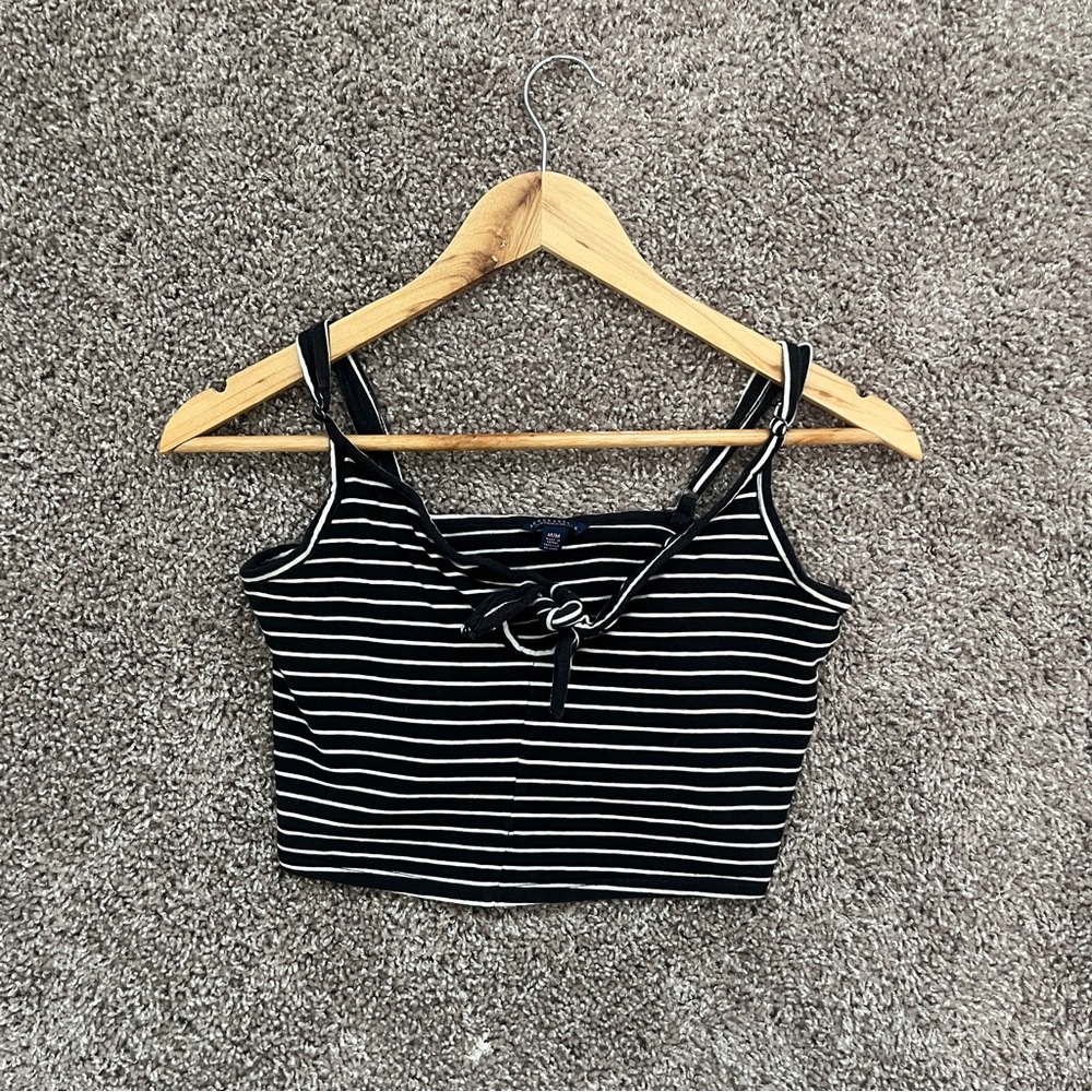 Black and White Striped Women's Top